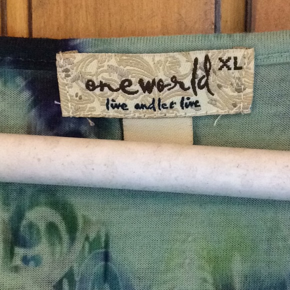 FINAL SALE PRICE One World Green/Blue Studded Tunic Top in Size XL - Picture 2 of 7